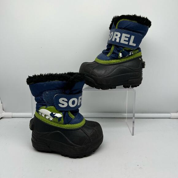 Sorel Boots Infant 4 Commander Snow Winter Strap 1805 Blue - Picture 1 of 8
